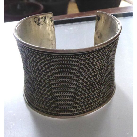 Vintage Shan or Wa/Lawa Bracelet Golden Triangle Hill Tribe Beautiful Wide Cuff - Picture 12 of 16